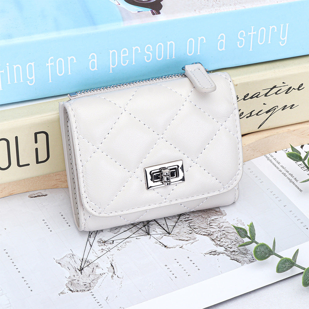 Genuine Leather Spring Short Sheepskin Banknote Ladies Wallet