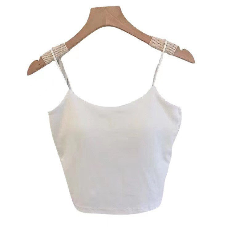 Women's Beauty Back Sleeveless Short Top With Chest Tanks Camis
