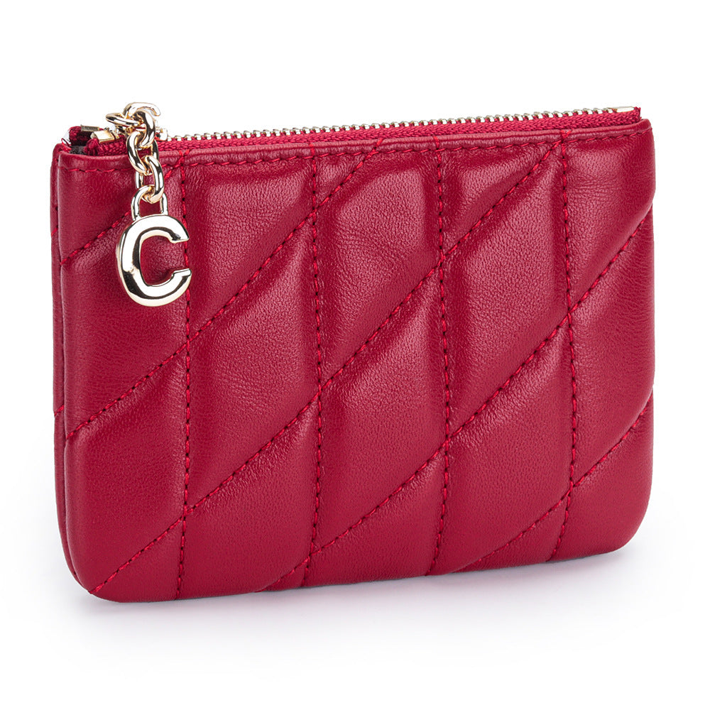 Women's Genuine Leather Chic Zip Storage Sheepskin Coin Purses
