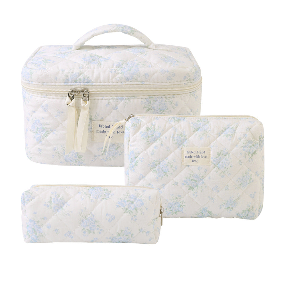 Large Capacity Portable Floral Cosmetics Storage Cosmetic Bags