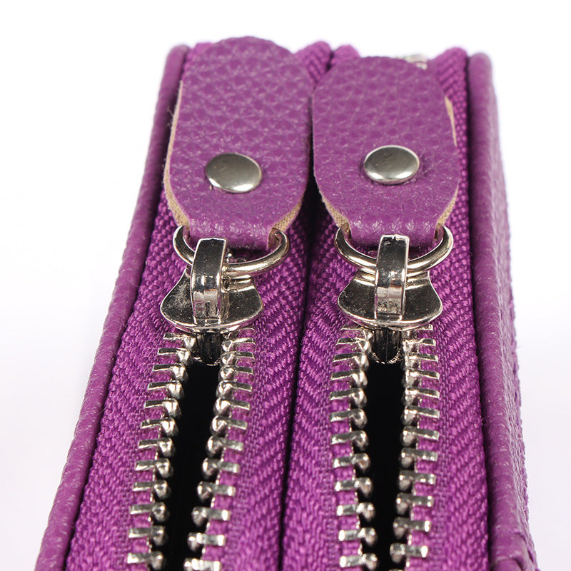 Women's Expanding Stitching Double Zipper Multiple Slots Ladies Wallets
