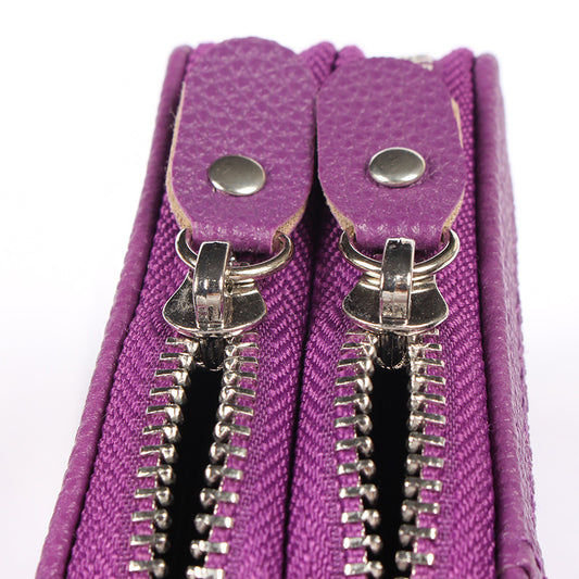 Women's Expanding Stitching Double Zipper Multiple Slots Ladies Wallets