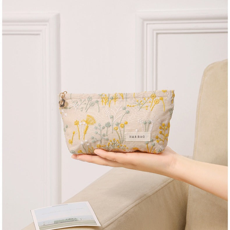 Embroidery Hand-held Portable Canvas Storage Skin Handbags