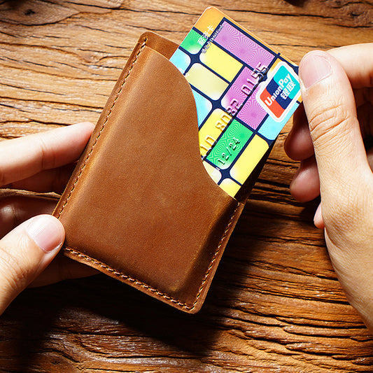 Crazy Horse Leather Simple Change Multifunctional Card Holder