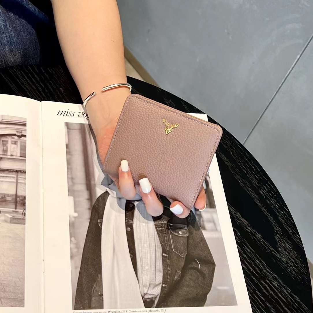 Women's Genuine Leather Antlers Short Fashion Full Cowhide Ladies Wallet