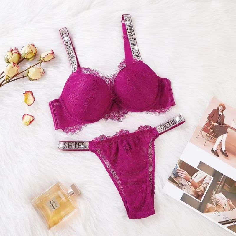 Women's Sexy Lace Rhinestone Pants Suit Underwear Bras