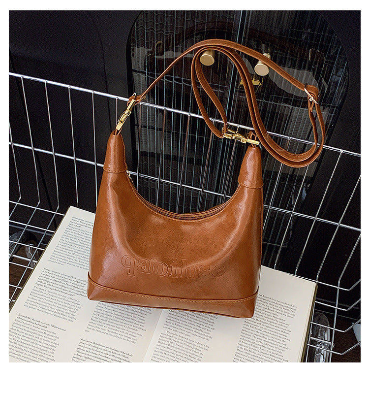 Retro Springtide Flow Solid Color Texture Diagonal One Women's Shoulder Bag