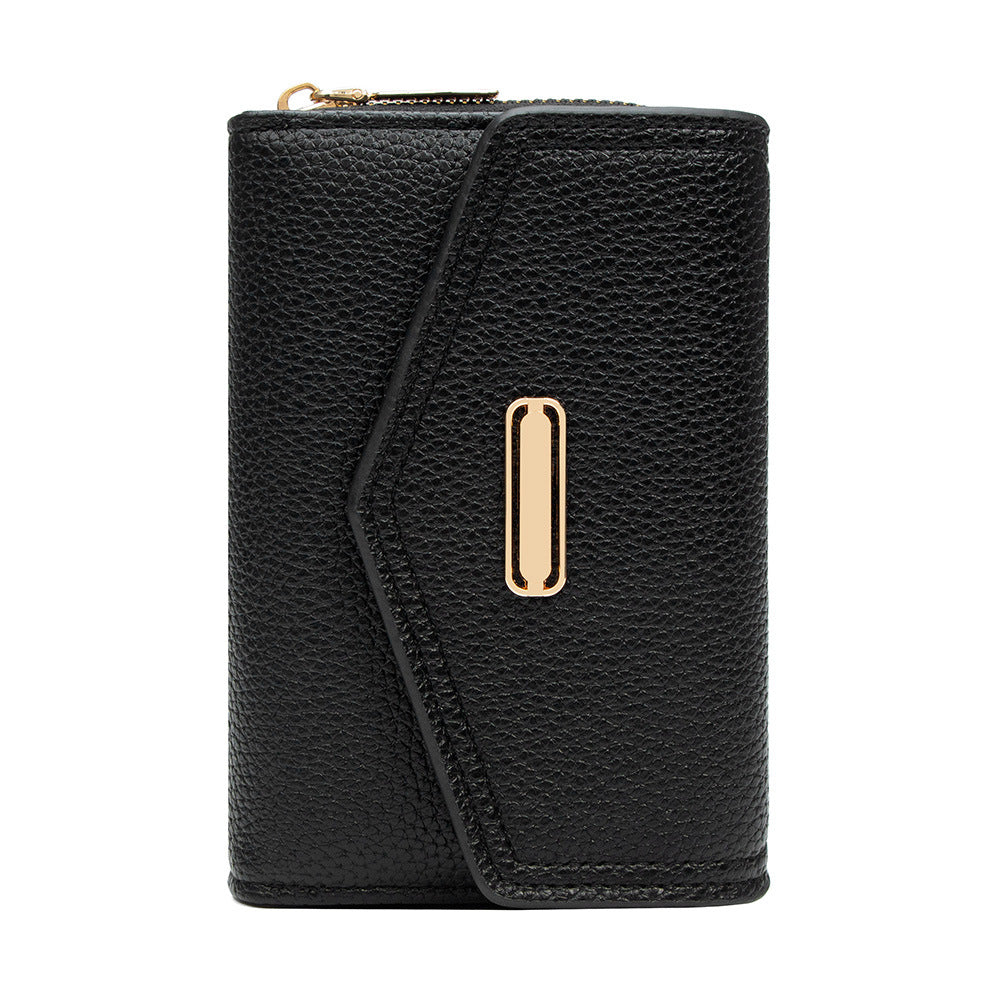 Women's Affordable Luxury Fashion Short Zipper Hasp Litchi Pattern Ladies Wallet