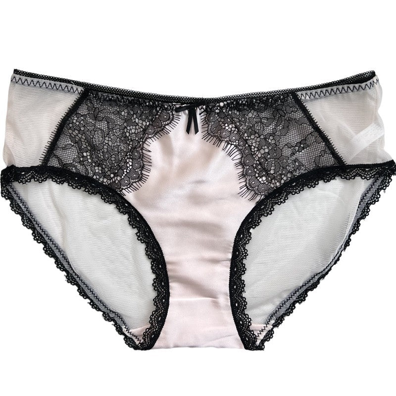 Women's Satin Sexy Lace Underwear Hot Mesh Breathable Panties