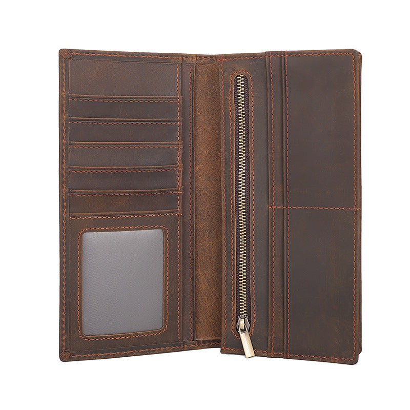 For Man Crazy Horse Long Multiple Men's Wallets