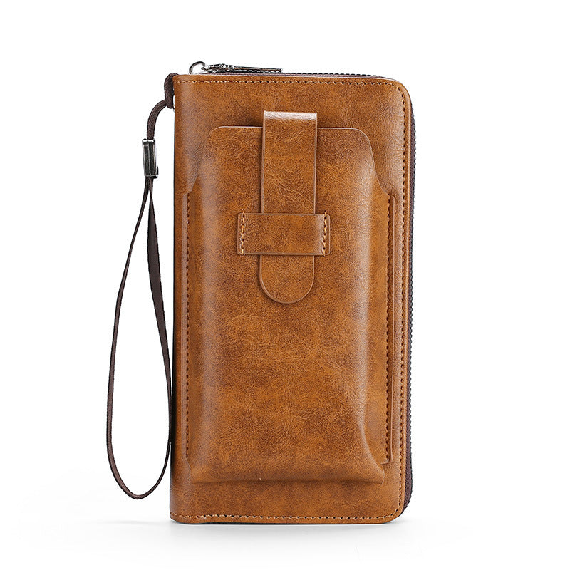 Men's Long Korean Style Green Change Zipper Mobile Fashion Men's Wallet
