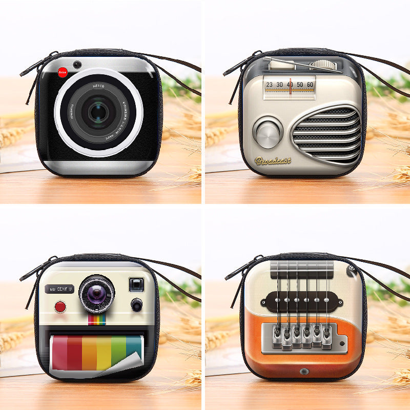 Cartoon Game Machine Tinplate Zipper Earphones Coin Purses