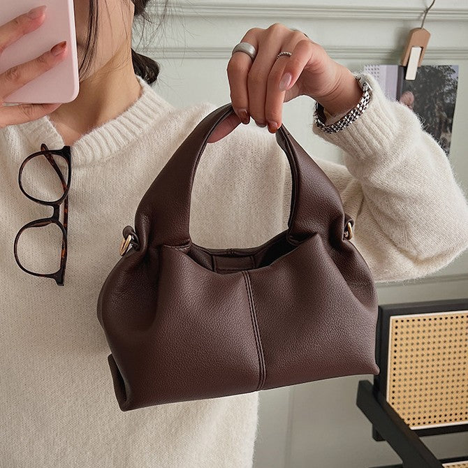 Women's French Niche Commute Simple Soft Leather Cloud Women's Shoulder Bag