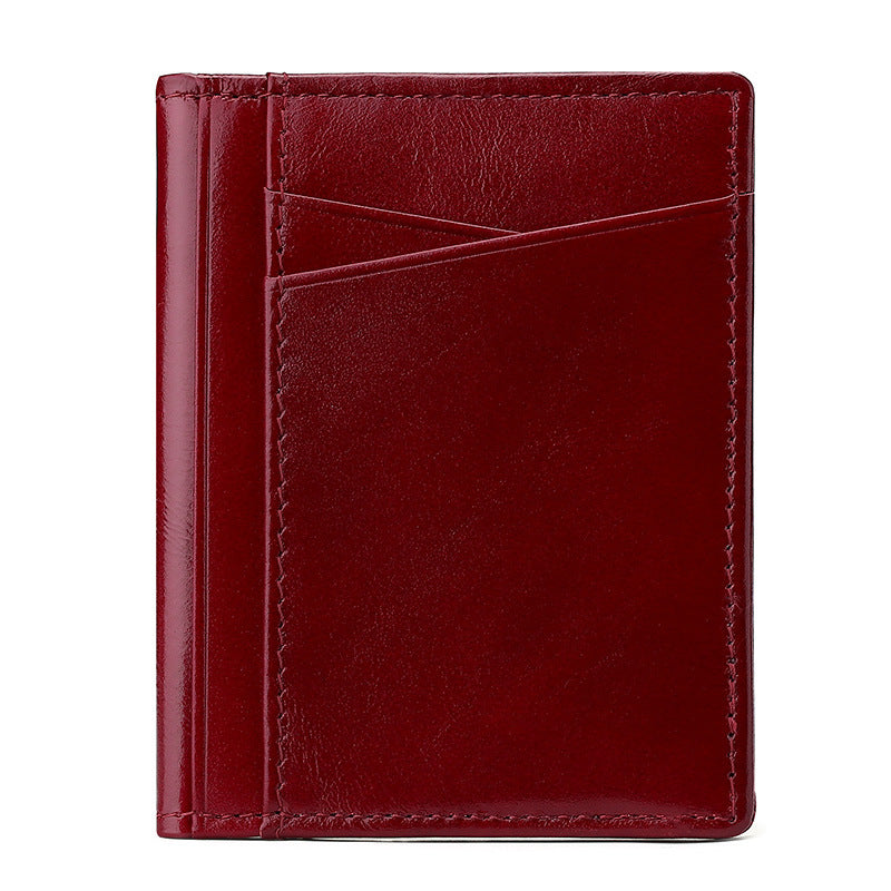 Oil Wax Cattlehide Multiple Slots Genuine Leather Card Holder