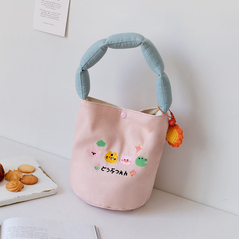 Summer Canvas Underarm Female Niche Cute Embroidered Flower Handbags