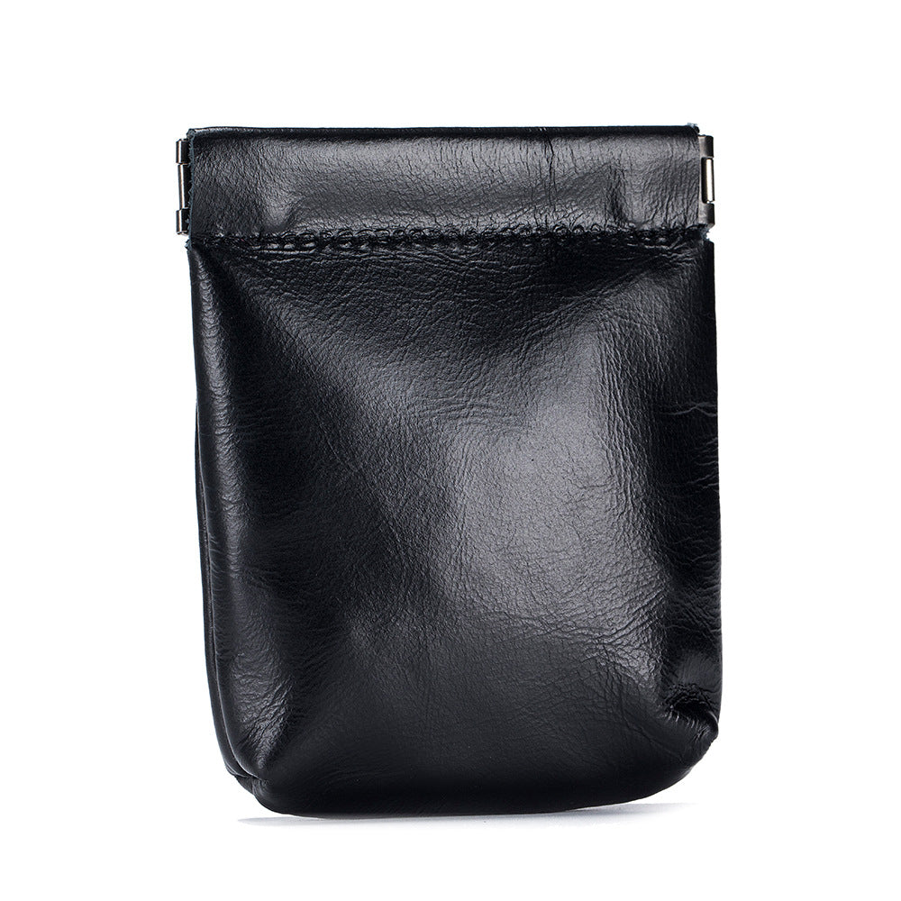 Leather Leaf Spring Earphone Automatic Tight Port Buggy Wireless Coin Purses