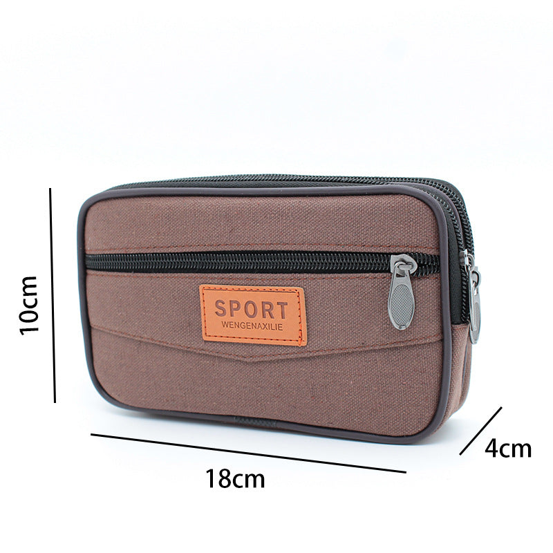 Men's Canvas Horizontal Vertical Zipper Construction Site Phone Bags