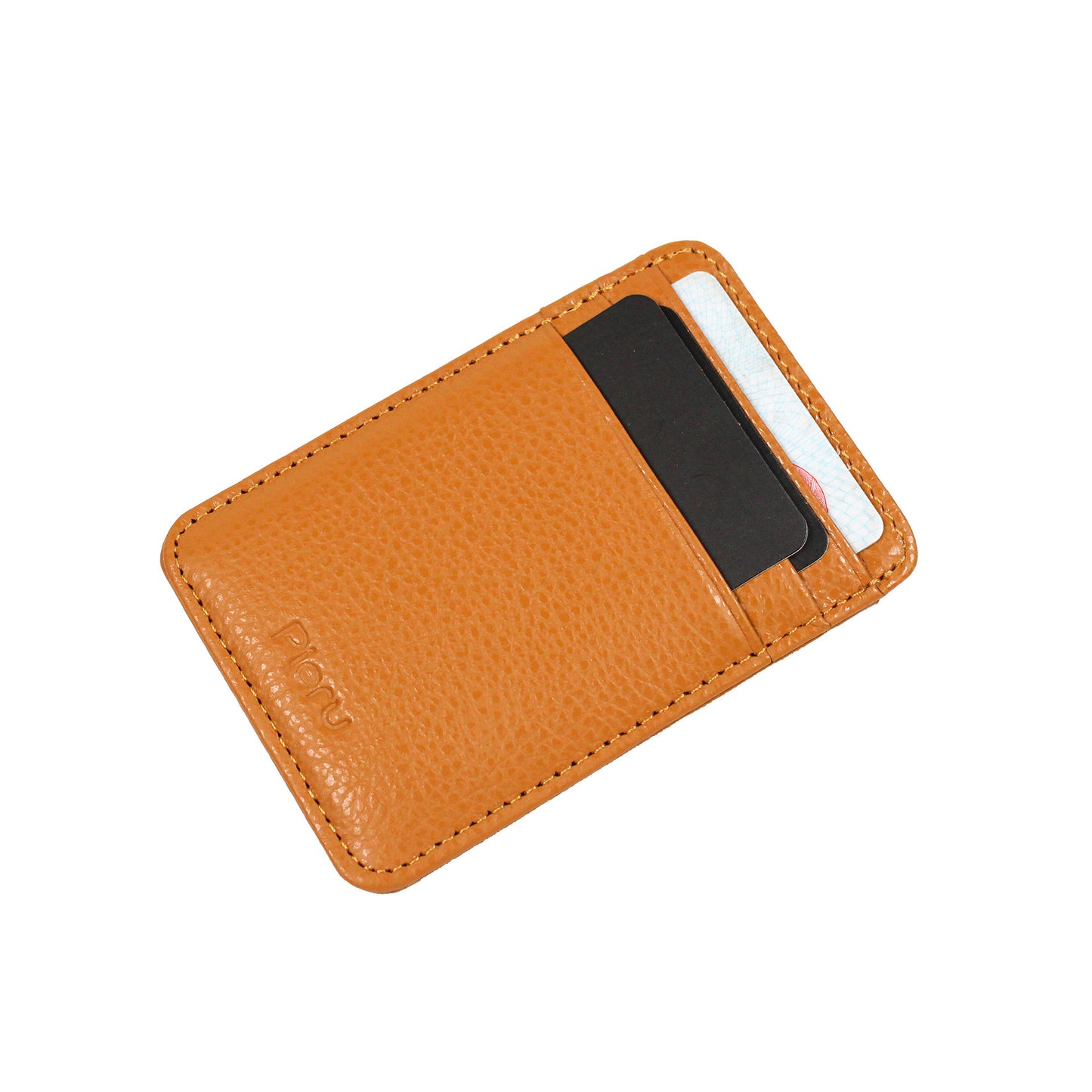 Top Layer Leather Lychee Pattern Vertical Card Holder
