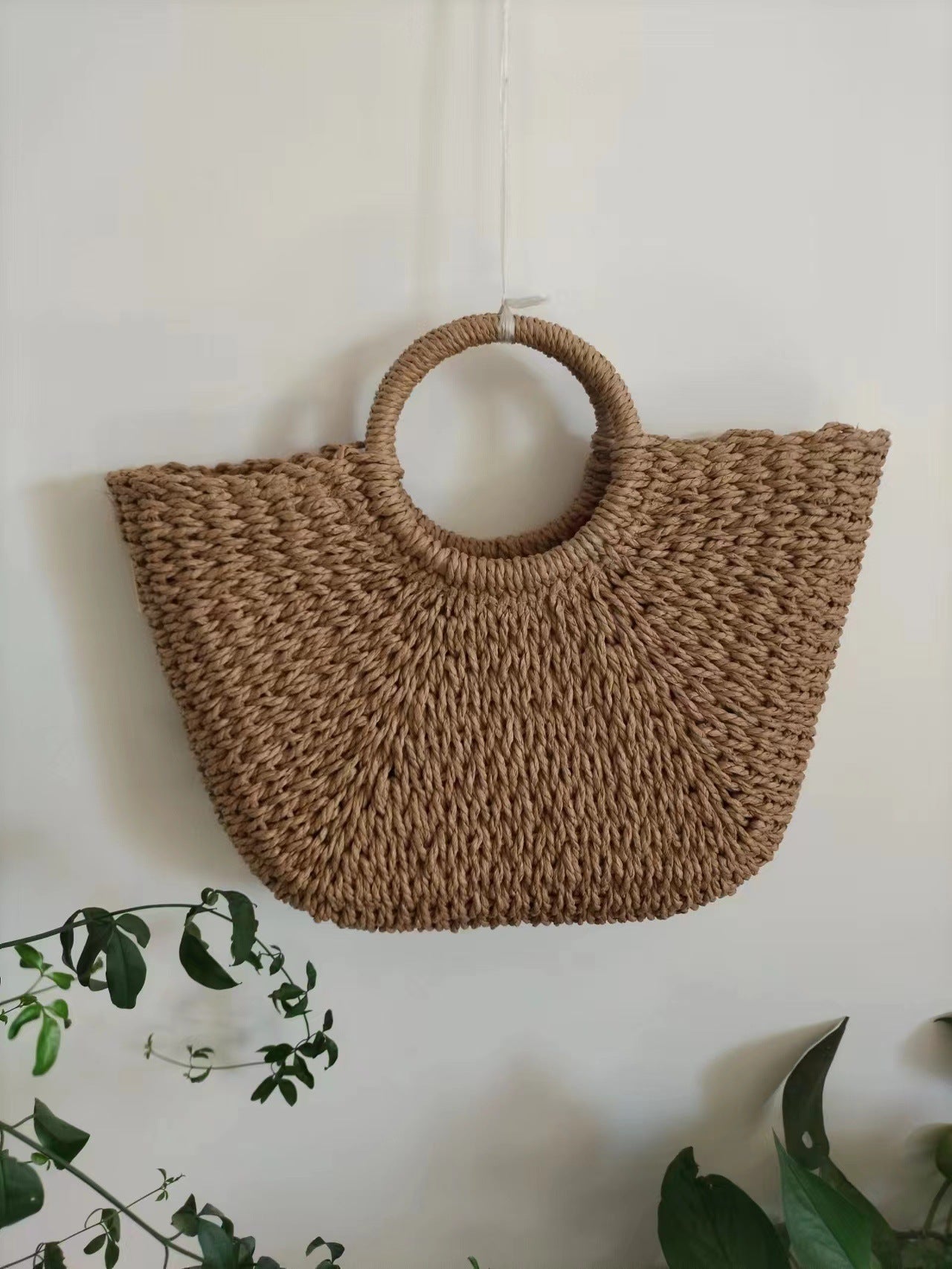 Women's Korean Lace Bow Woven Rattan Straw Handbags