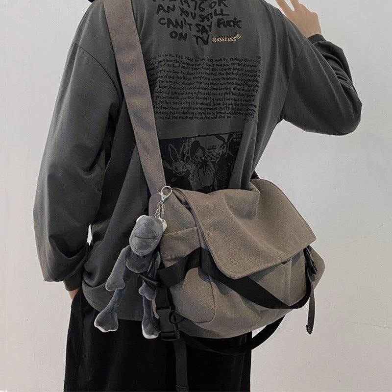 Men's Trendy College Canvas Versatile Retro Simple Women's Shoulder Bag