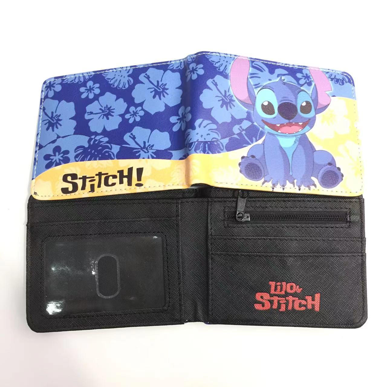 Cute Cartoon Stitch Short Anime Blue Long Ears Coin Purses
