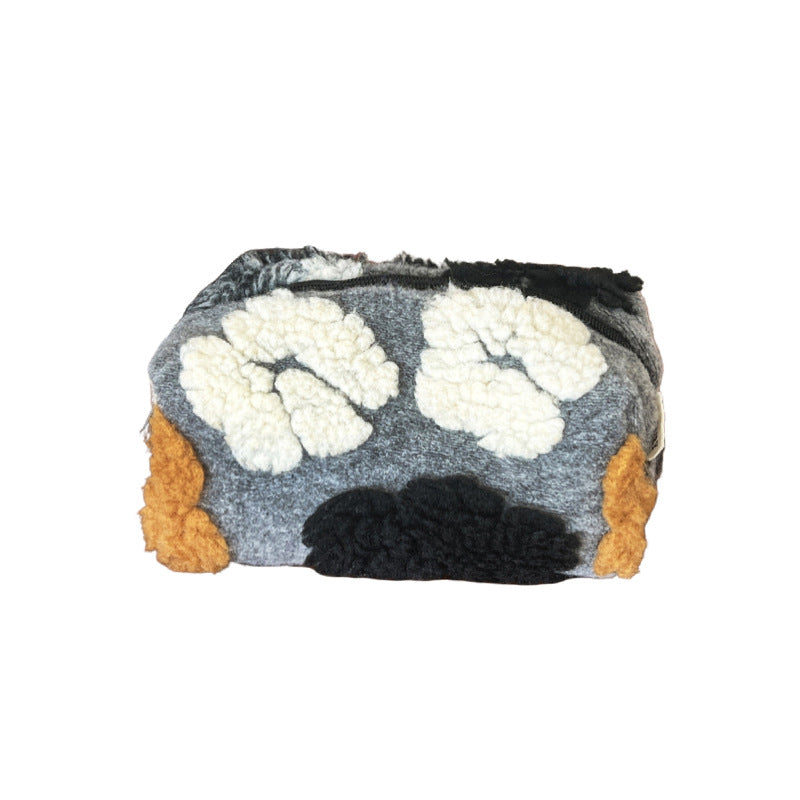 Woolen Big Flower Zipper Storage Business Trip Bags