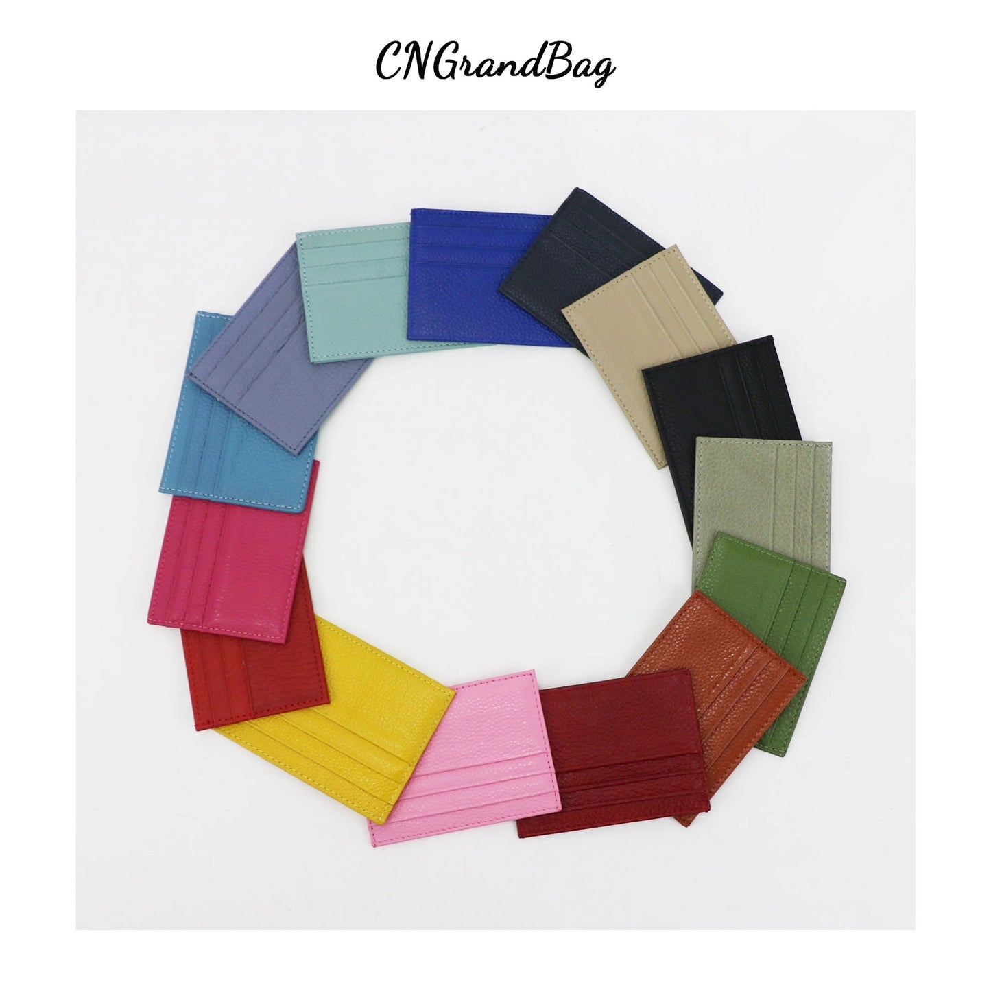 Genuine Leather Lychee Pattern Top Layer Cowhide Card Holder