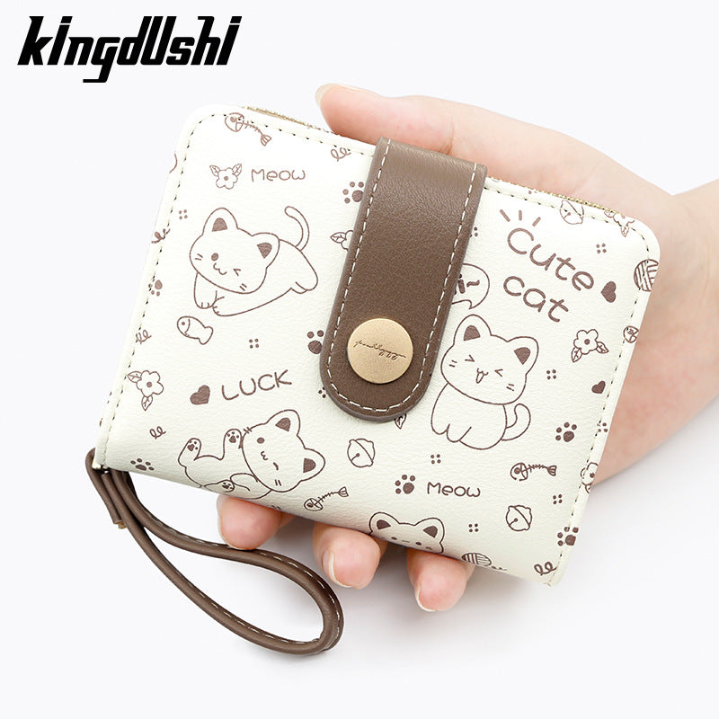 Women's Short Simple Cute Kitten Clutch Ladies Wallet