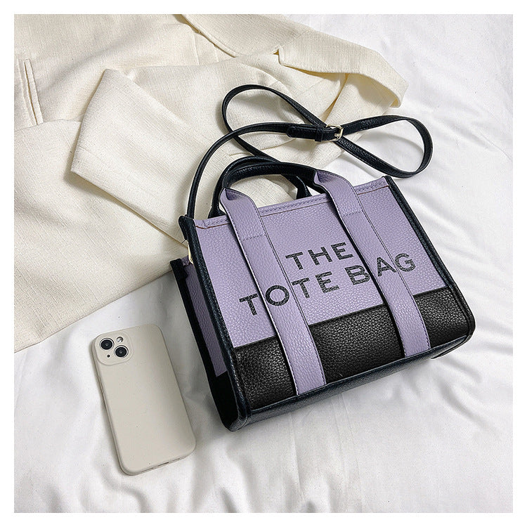 Women's Fashion Stitching Contrast Color Portable High Handbags