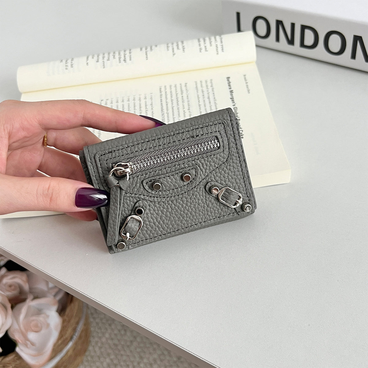 Women's Genuine Leather Short Full Compact Mini Fashion Motorcycle Ladies Wallet