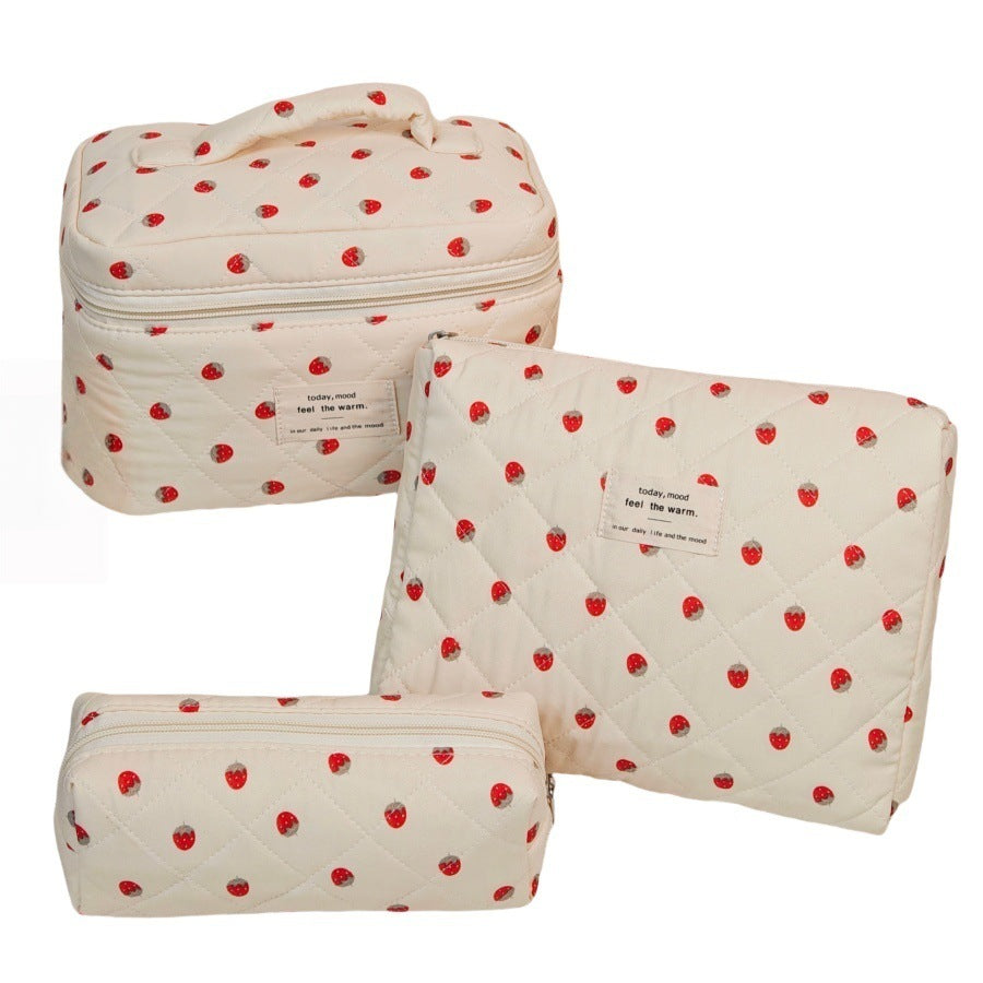 Large Capacity Portable Floral Cosmetics Storage Cosmetic Bags