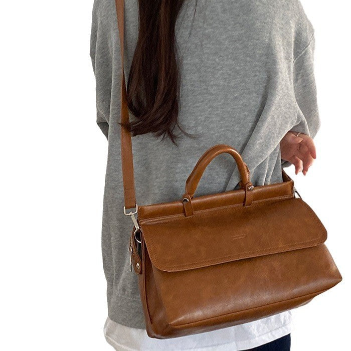 Women's Retro Commuter Large Capacity Textured Portable Shoulder Bags