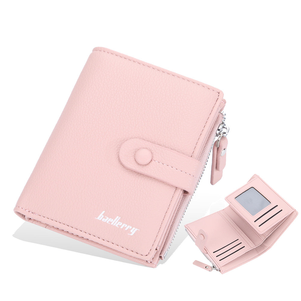Women's Short Litchi Pattern Multiple Slots Hasp Ladies Wallet