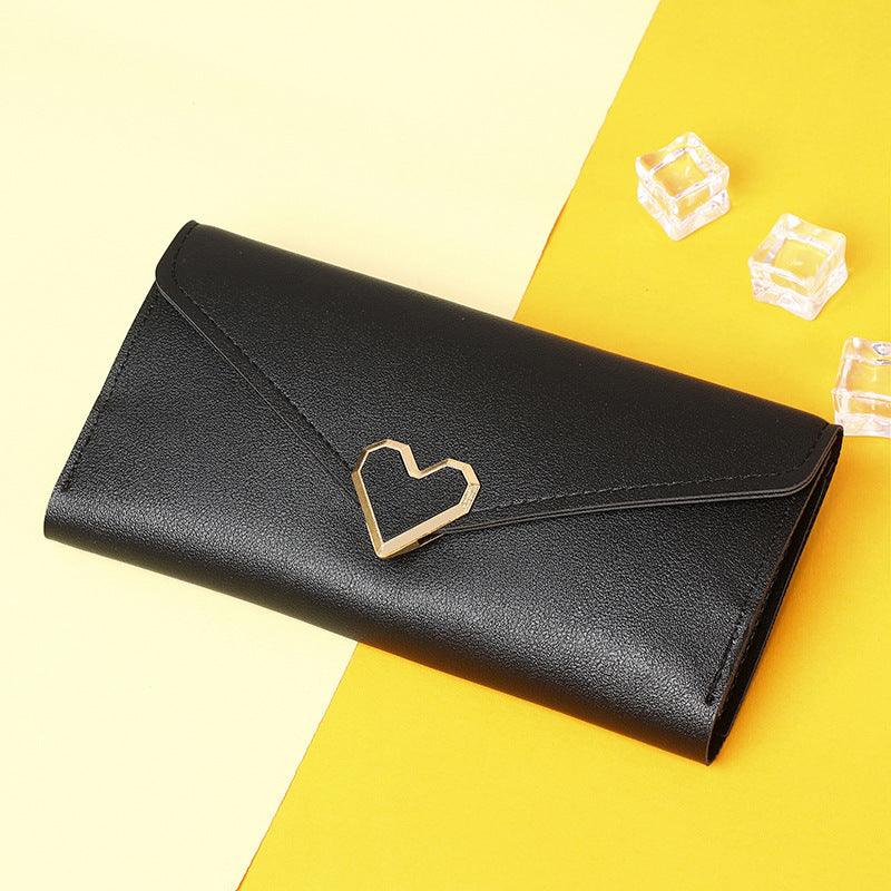Women's Long Heart-shaped Three-fold Female Clutch Ladies Wallets