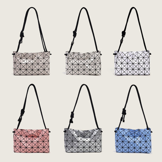 Charming Women's Drawstring Pillow Rhombus Simple Bucket Bags