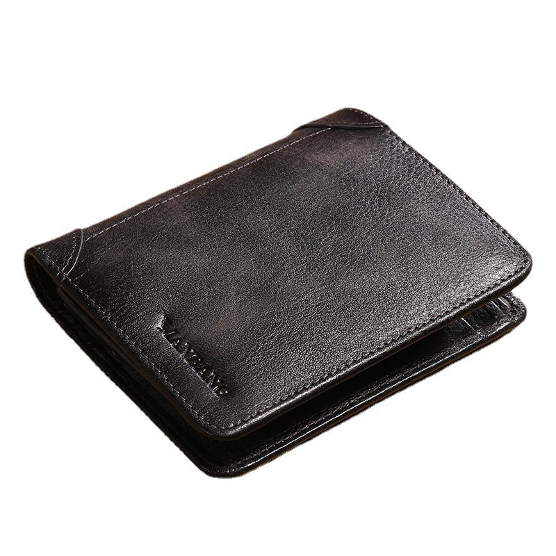 Men's Vertical Short First Layer Cowhide Classic Men's Wallets