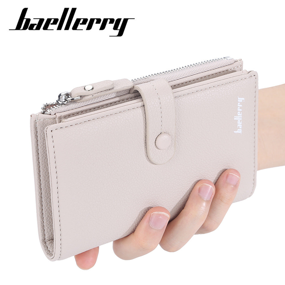 Women's Mid-length Lychee Pattern Vertical Hasp Zipper Ladies Wallet