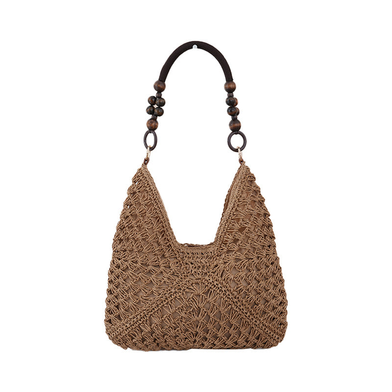 Women's Woven Straw Large Capacity Bohemian Style Seaside Vacation Bags