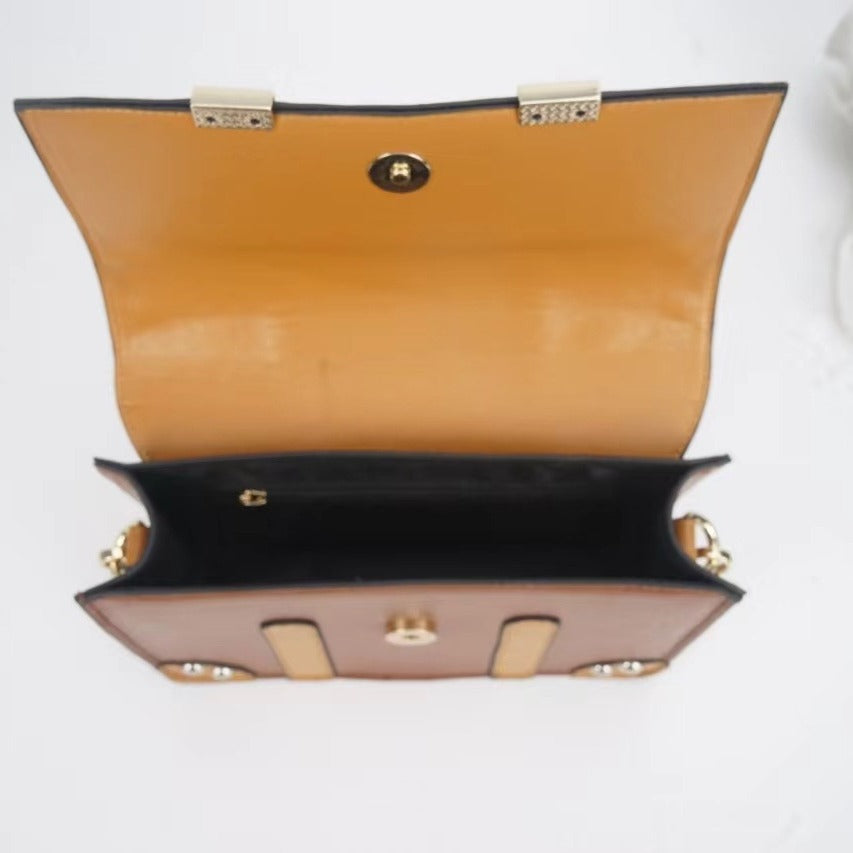 Women's Retro Brown Stitching Contrast Color Hogg Coin Purses
