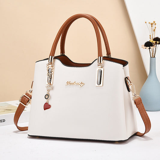 Women's Simple Contrast Color Large Capacity Mom Handbags