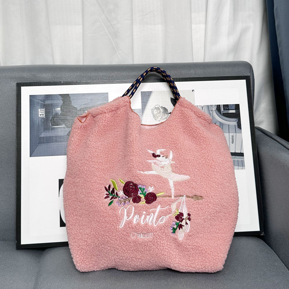 Embroidered Plush Green Shopping Simple Commute Women's Shoulder Bag