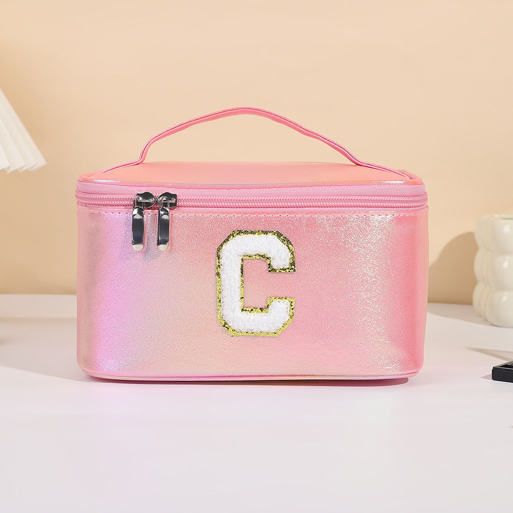 Women's Embroidered Lettered Make-up Three-dimensional Large Capacity Storage Portable Makeup Bag