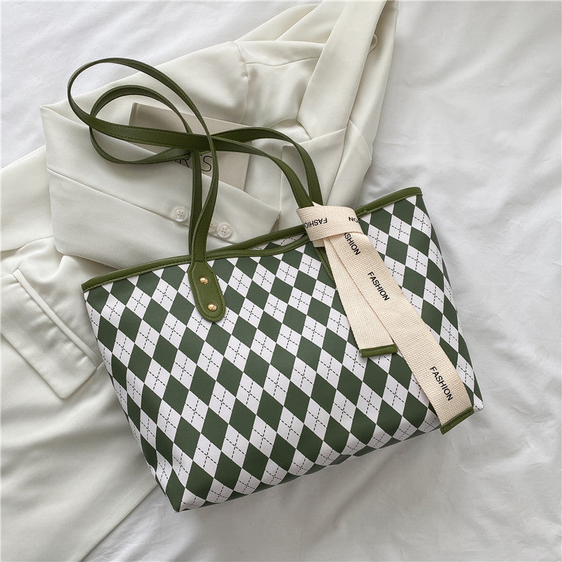 Women's Textured Plaid Korean Fashion Personalized Women's Shoulder Bag