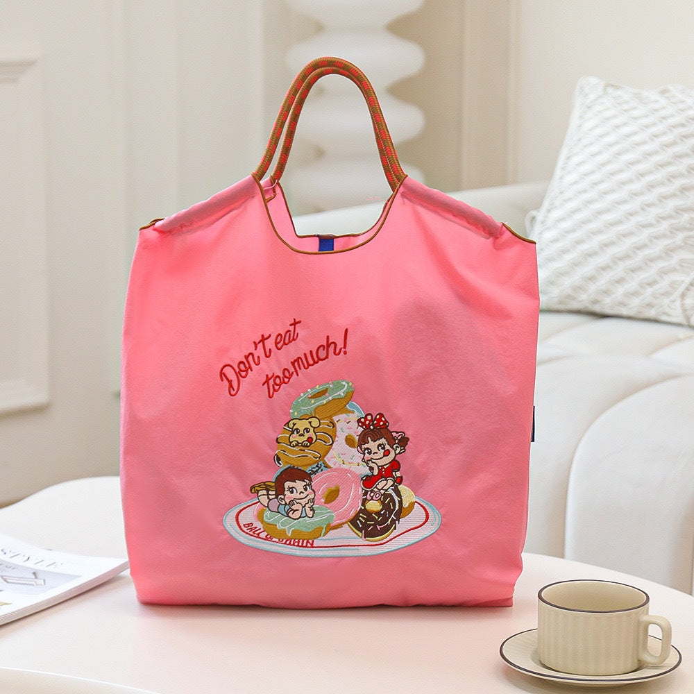 Environmental Protection Embroidery Shopping Nylon Cloth Flower Hand-held Minority Bags