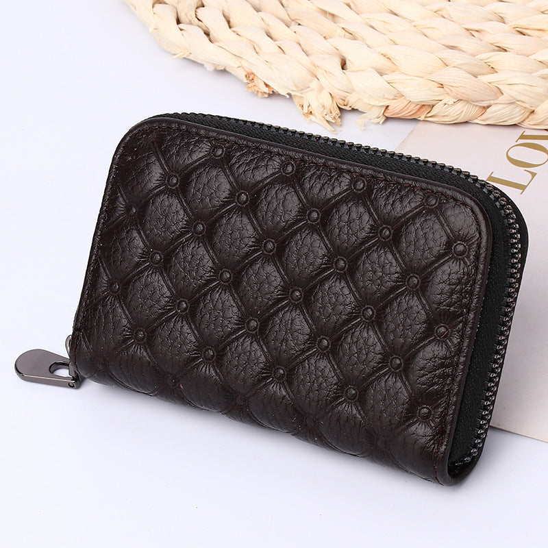 Men's Genuine Leather Large Capacity Clip Card Holder