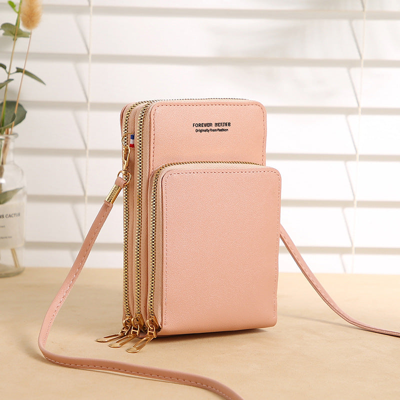 Women's Capacity Solid Color Fashion Simple Touch Screen Phone Bags