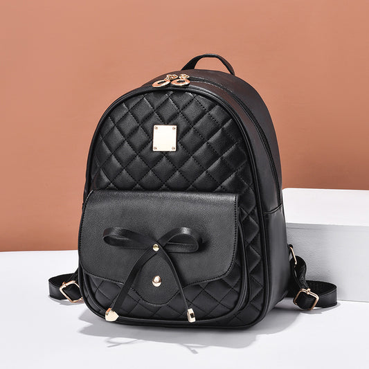 Women's Bow Trendy Rhombus Three-piece Set Backpacks