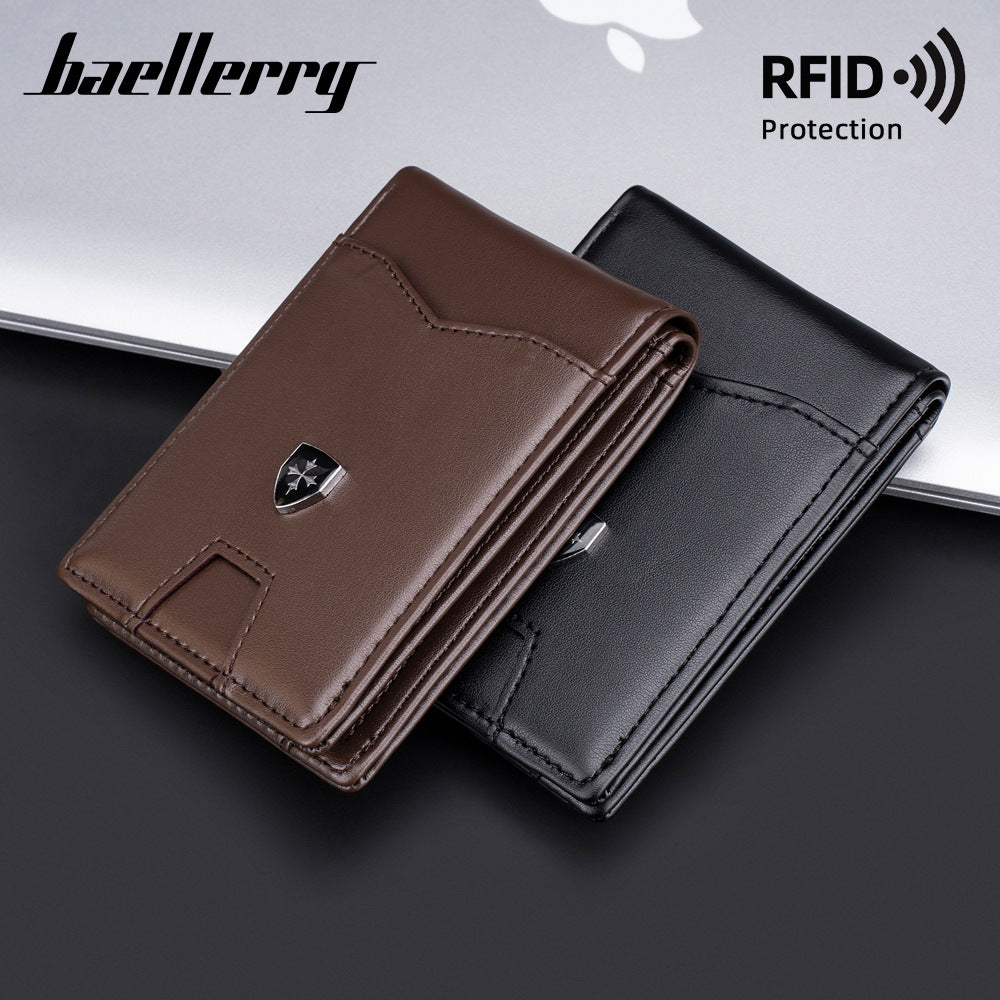 Men's Fold Color Matching Thin Swiping Business Card Holder