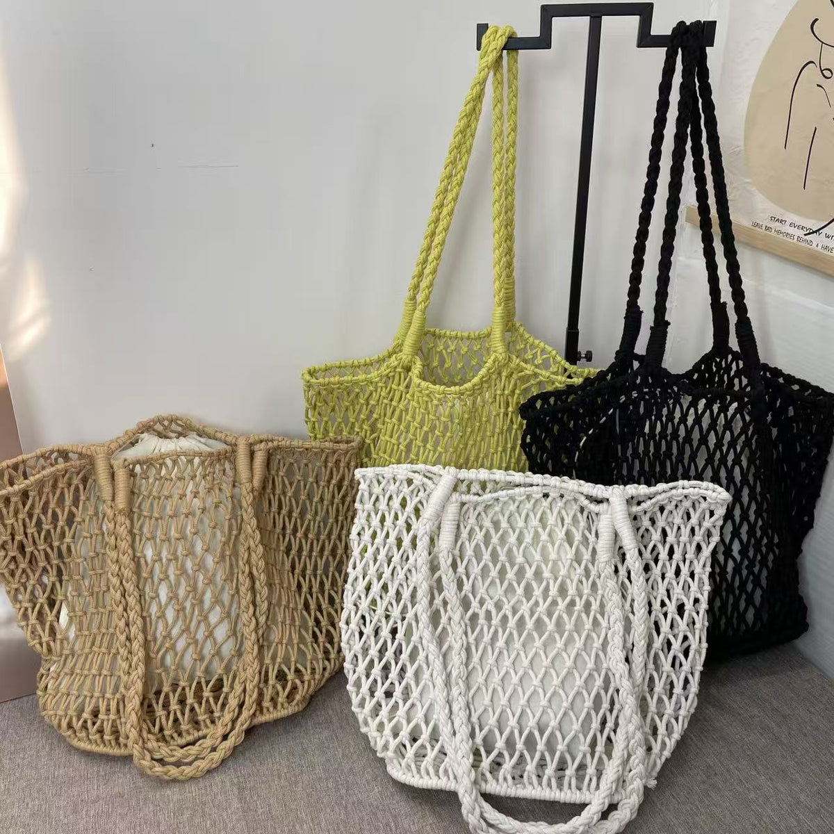 Thread Woven Large Capacity Mesh Hollow Handmade Fashion Bags