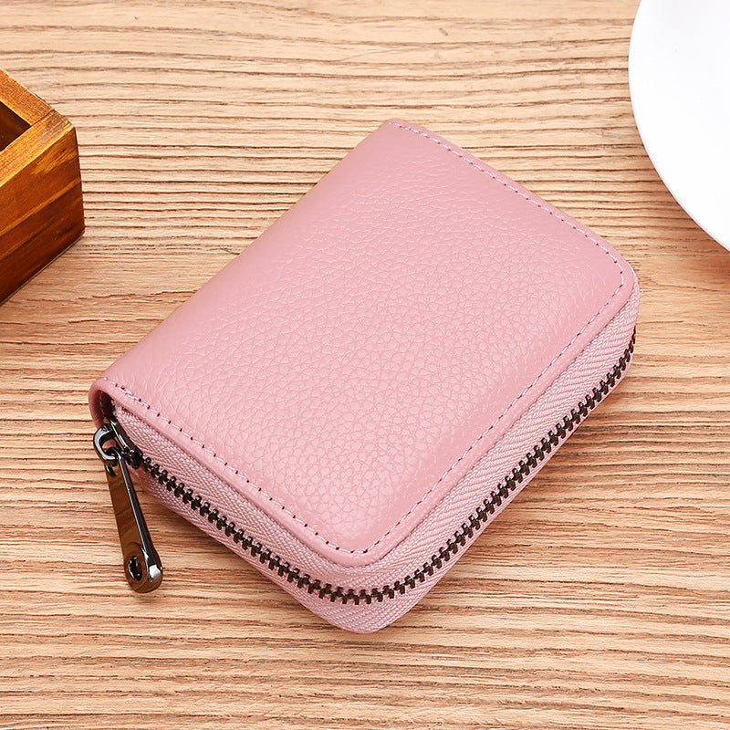 Women's & Men's & Cowhide Expanding Swiping Large Capacity Card Holder